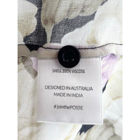 Posse Women's Sheer Cream Lavendar Floral Oversized Button-Down Shirt Size XS/S - Picture 6 of 6